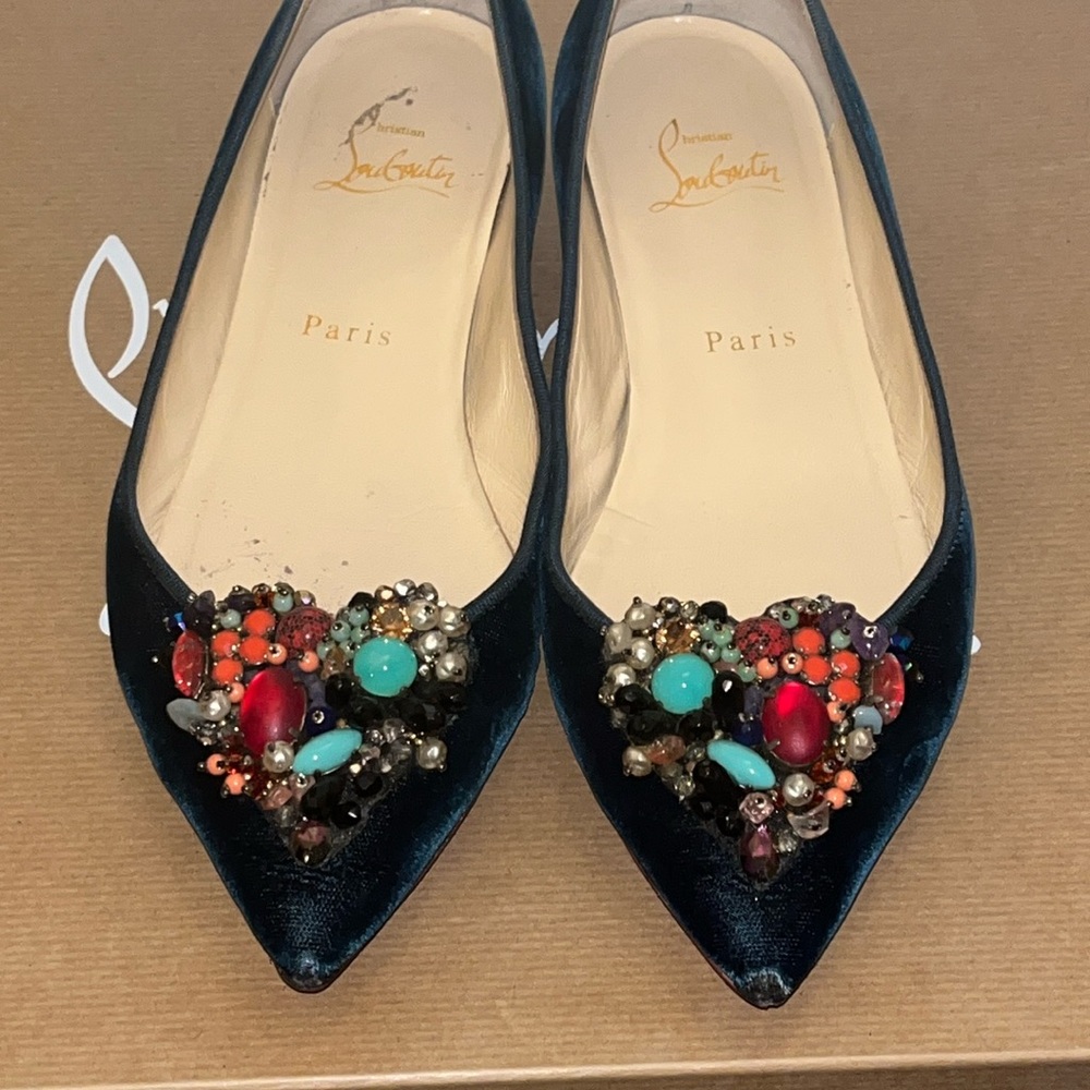 Christian Louboutin blue suede flat size 37